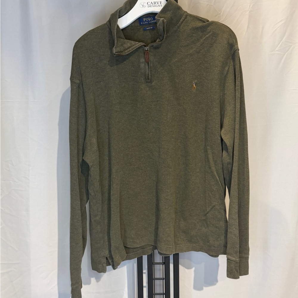 Ralph Lauren Olive Green Zip‎ Up Sweater